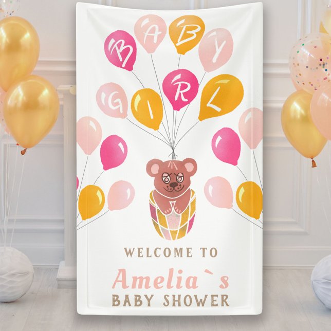 Teddy Bear Balloon Baby Girl Baby Shower Banner (Creator Uploaded)