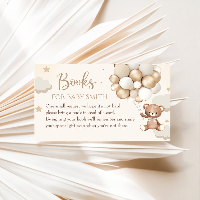 Teddy Bear Balloon Baby Shower Book Request Enclosure Card (Creator Uploaded)