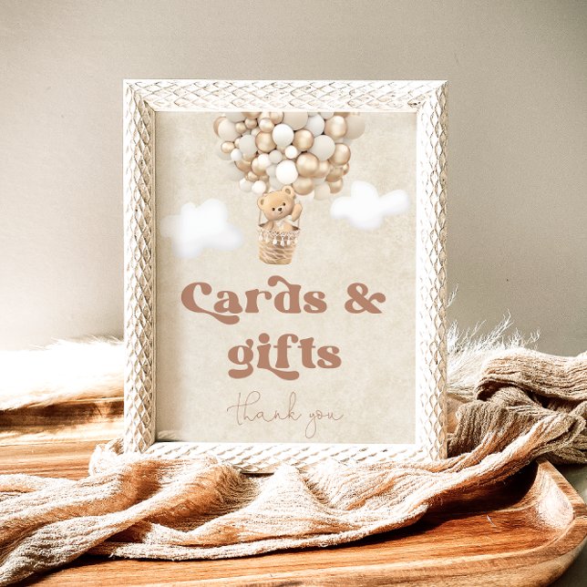 Teddy Bear Balloon Baby Shower Cards and Gifts Poster (Creator Uploaded)