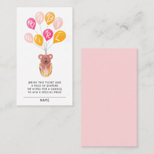 Teddy Bear Balloon Baby Shower Diaper Raffle Enclosure Card