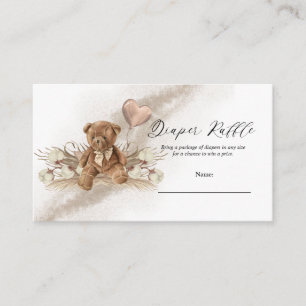 Teddy Bear Balloon Baby Shower Diaper Raffle Enclosure Card