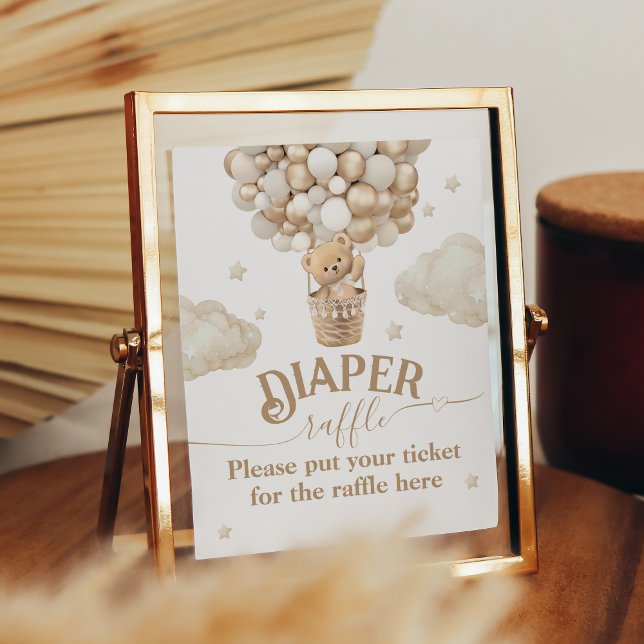 Teddy Bear Balloon Baby Shower diaper raffle Poster (Creator Uploaded)