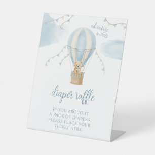 Teddy bear balloon baby shower diaper raffle sign