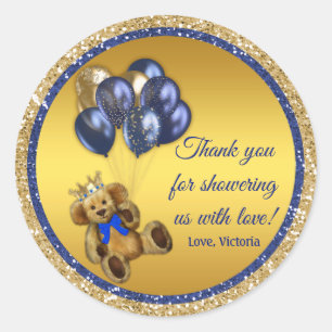 Teddy Bear Balloon Baby Shower Favour Stickers