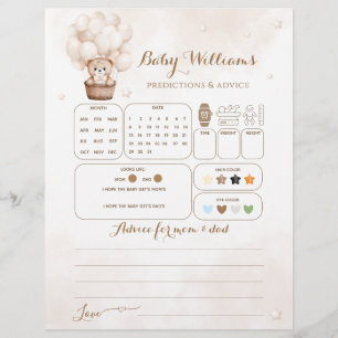 Teddy Bear Balloon Baby Shower Guessing Game