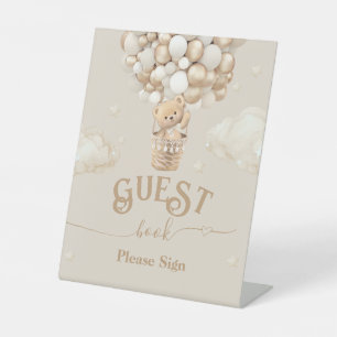 Teddy Bear Balloon Baby Shower guest book Pedestal Sign