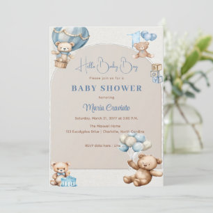 Teddy Bear Balloon Baby Shower Invitation