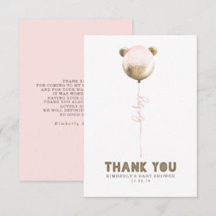 Teddy Bear Balloon Baby Shower Small Thank You Card