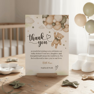 Teddy Bear Balloon Baby Shower Thank You Card