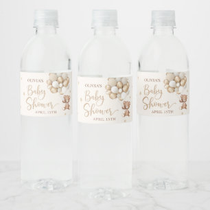 Teddy Bear Balloon Baby Shower Water Bottle Label