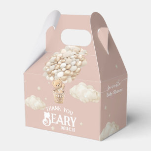Teddy Bear Balloon Bearly Wait Baby Girl Shower Favour Box