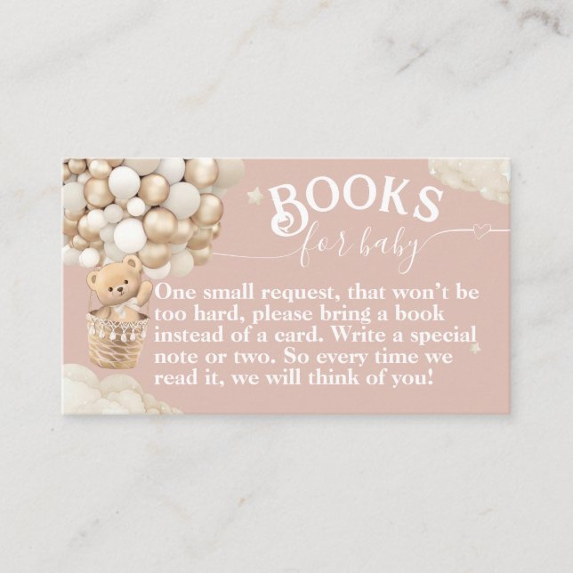 Teddy Bear Balloon Bearly Wait Baby Shower books Enclosure Card (Front)