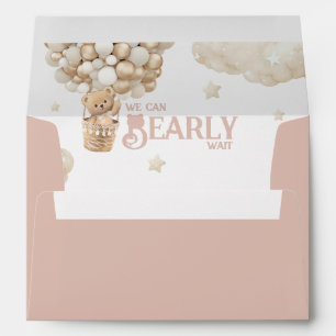 Teddy Bear Balloon Bearly Wait Baby Shower  Envelope