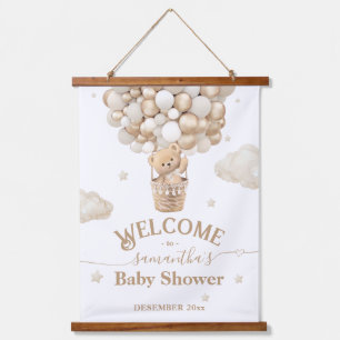 Teddy Bear Balloon Bearly Wait Baby Shower welcome Hanging Tapestry