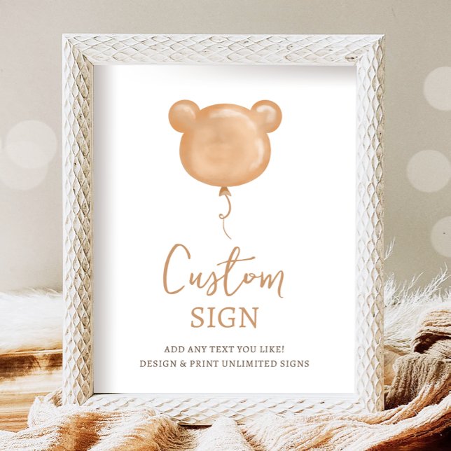 Teddy Bear Balloon Beary First Birthday Custom Poster (Creator Uploaded)