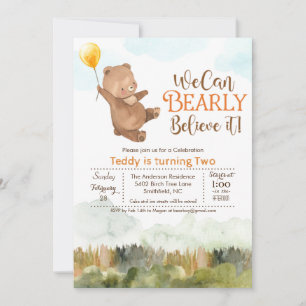 Teddy Bear Balloon Birthday Party Invitation