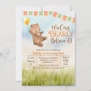 Teddy Bear Balloon Birthday Party Invitation