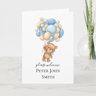 Teddy Bear Balloon Blue Announcement