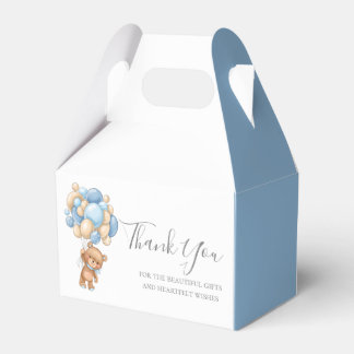 Teddy Bear Balloon Blue Favour Box