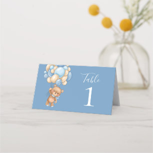 Teddy Bear Balloon Blue Place Card