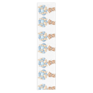 Teddy Bear Balloon Blue Short Table Runner