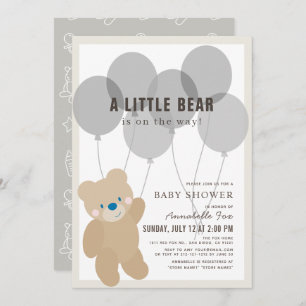 Teddy Bear Balloon Gender Neutral Baby Shower Invitation