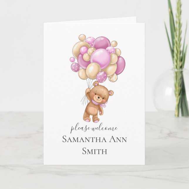 teddy bear balloon invitations (Front)