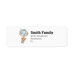 Teddy Bear Balloon Label