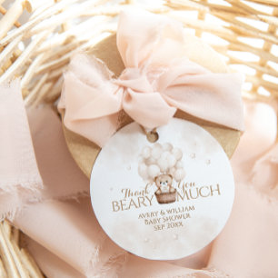 Teddy Bear Balloon Neutral Baby Shower  Favour Tags