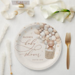 Teddy Bear Balloon Neutral Bearly Wait Baby Shower Paper Plate<br><div class="desc">Teddy Bear Balloon Neutral Bearly Wait Baby Shower Paper Plates 
All designs are © PIXEL PERFECTION PARTY LTD</div>