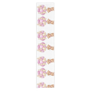 Teddy Bear Balloon Pink Short Table Runner