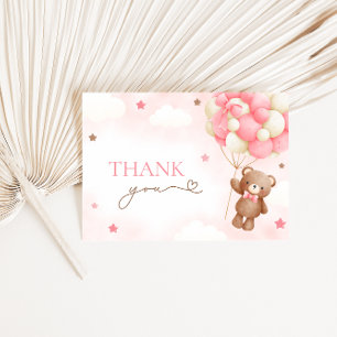 Teddy Bear Balloon Pink Thank You Cards