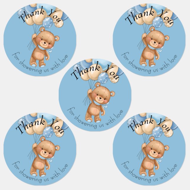 Teddy Bear BALLOON thank you  Labels (Group)