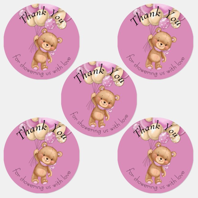 Teddy Bear BALLOON thank you  Labels (Group)