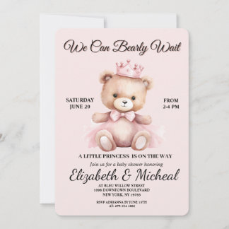 Teddy Bear Balloon Theme Baby Shower Invitation