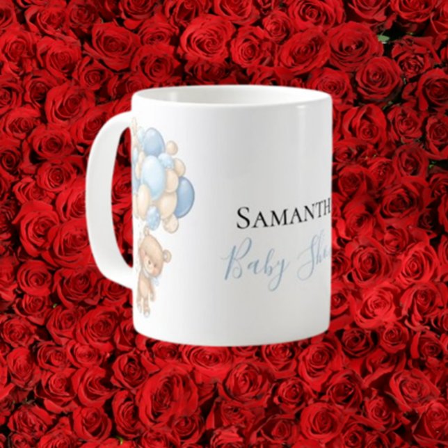 Teddy Bear Balloon White Blue  Coffee Mug (Enjoy your favorite drink with our Teddy Bear Balloon White Blue Coffee Mug)