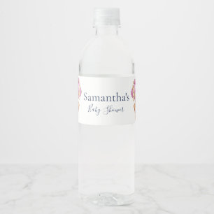Teddy Bear Balloon White Pink baby shower  Water Bottle Label