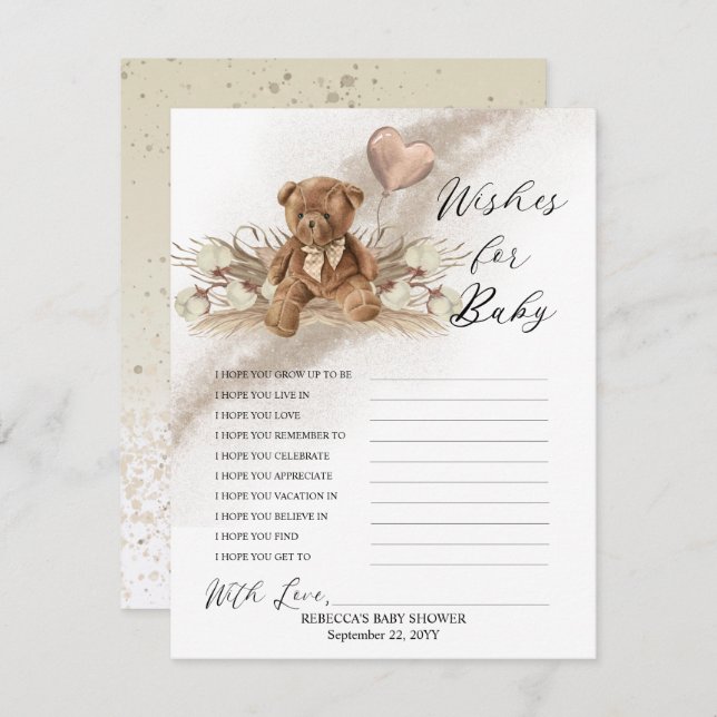 Teddy Bear Balloon Wishes for Baby Game  (Front/Back)