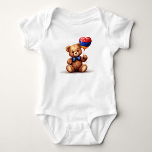 teddy bear & balloon with the Armenian flag. Baby Bodysuit