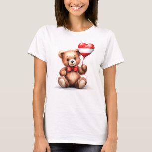 teddy bear & balloon with the Austrian flag. T-Shirt