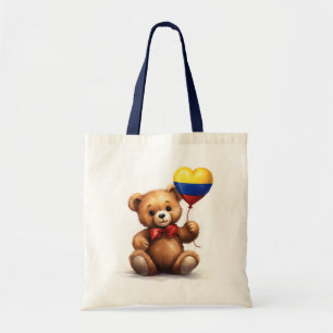 teddy bear & balloon with the Colombian flag. Tote Bag