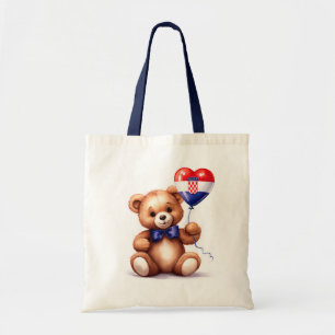 teddy bear & balloon with the Croatian flag. Tote Bag
