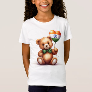 teddy bear & balloon with the Indian flag. T-Shirt