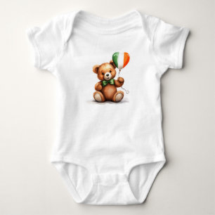 teddy bear & balloon with the Irish flag. Baby Bodysuit