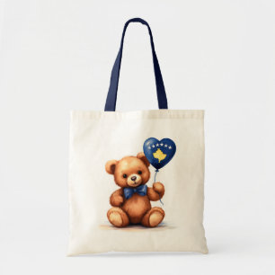 teddy bear & balloon with the Kosovo flag. Tote Bag
