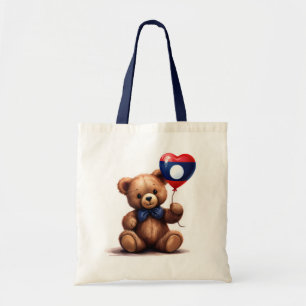teddy bear & balloon with the Laos flag. Tote Bag