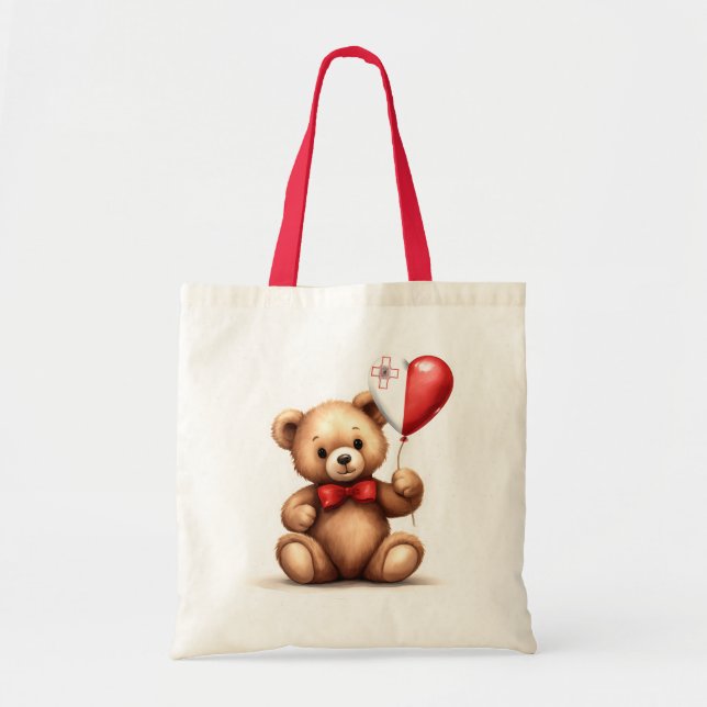 teddy bear & balloon with the Maltese flag. Tote Bag (Front)