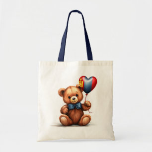 teddy bear & balloon with the Mongolian flag. Tote Bag