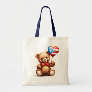 teddy bear & balloon with the Puerto Rican flag. Tote Bag