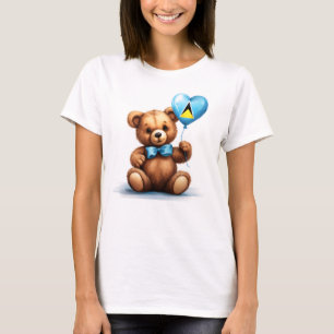 teddy bear & balloon with the Saint Lucian flag. T-Shirt